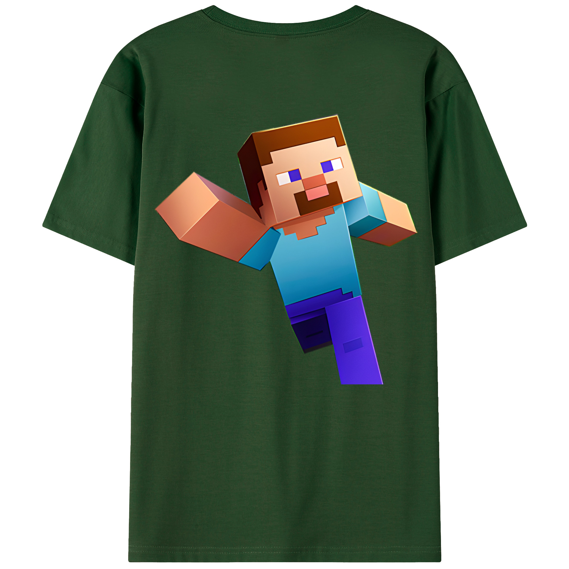 （画像用） マインクラフト ブロックの世界 Minecraft MC Block world 綿100％半袖Tシャツ（背面プリント）